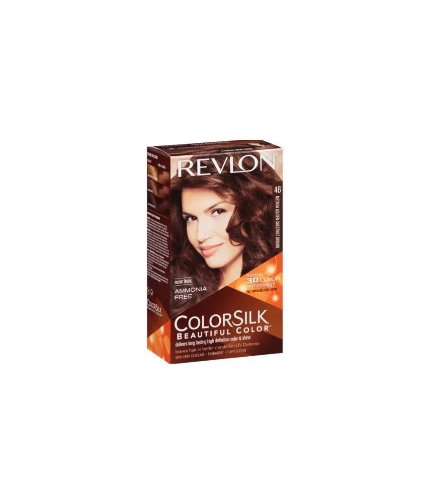 Coloration REVLON Colorsilk Sans Ammoniaque 46 Marron Châtain Doré Moyen
