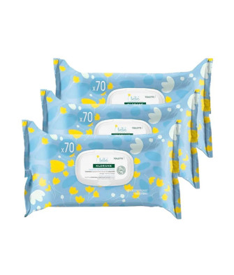 Lingettes nettoyantes douces Klorane Bébé Calendula - Lot de 3 x 70 Unités