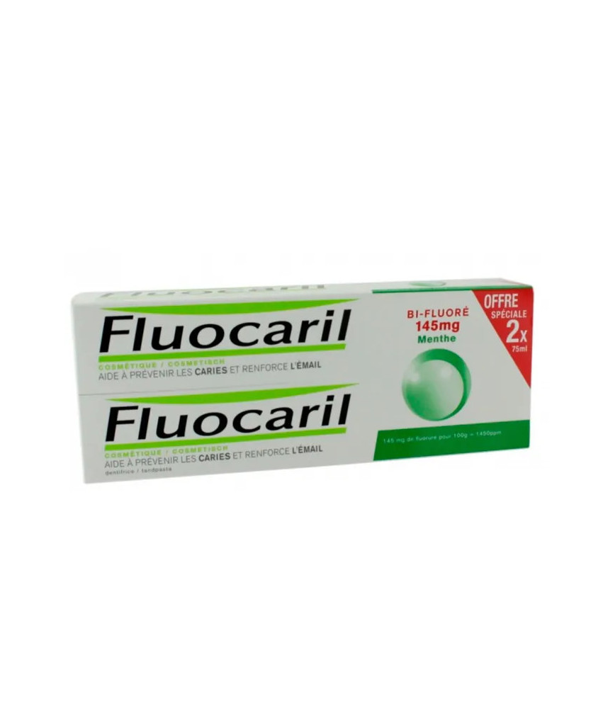 Dentifrice Fluocaril Bi-Fluoré Menthe 145mg 2x75ml