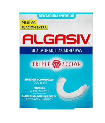 Algasiv Adhésifs Prothèses Dentaires: 30 Coussinets Inférieurs