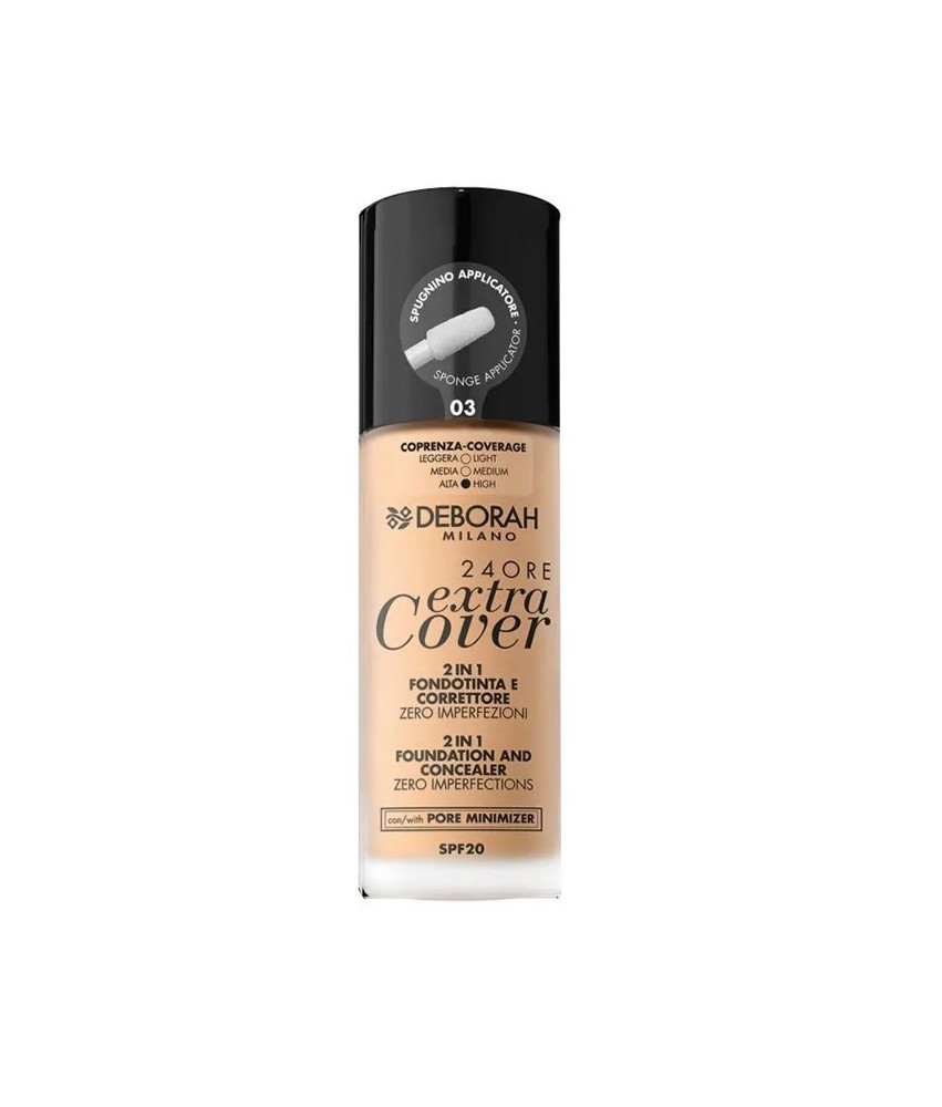 Maquillage parfait avec le Deborah Milano 24 Ore Extra Cover 2-en-1 SP20 03 30ml