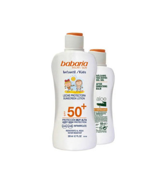 Coffret 2 produits Babaria SPF50 pour enfants: protection solaire efficace