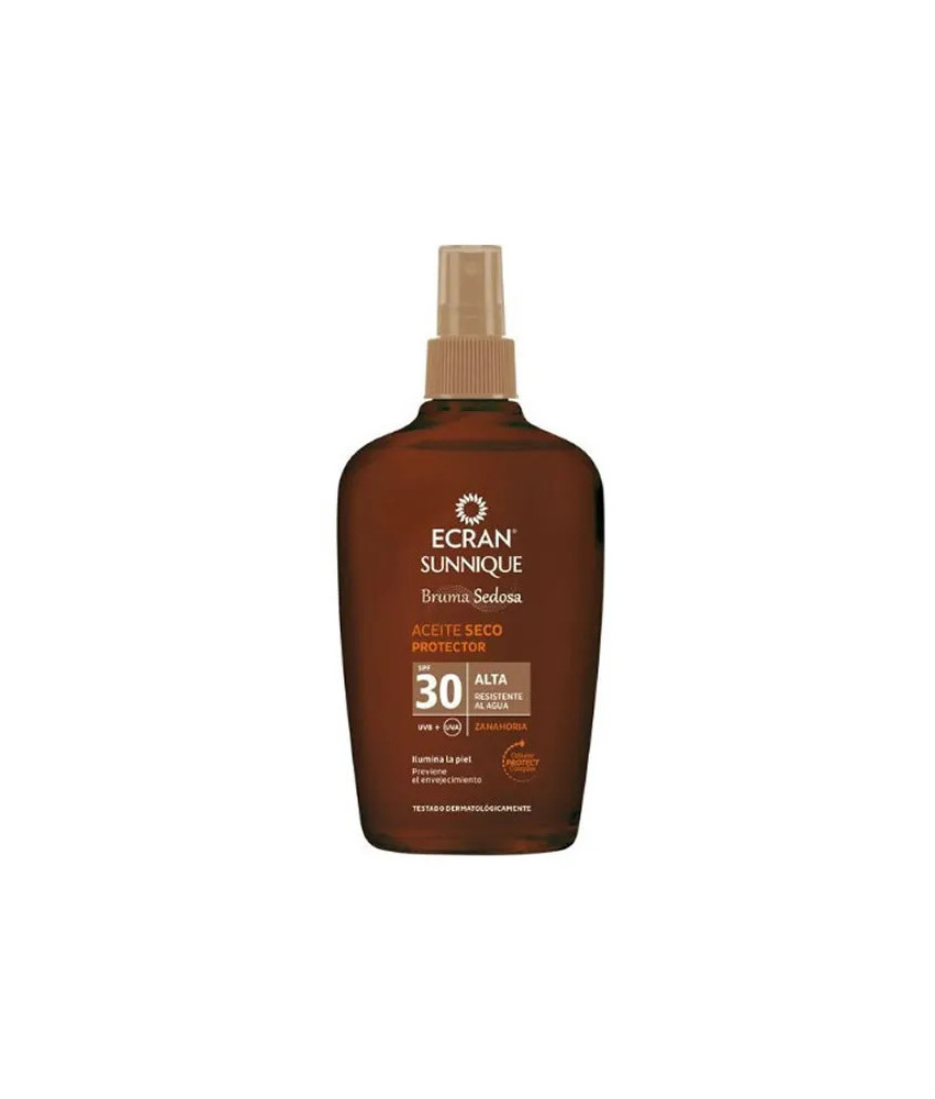 Protégez-vous avec style avec l'Ecran Sunnique Brume Soyeuse Huile Sèche SPF30