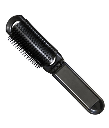 Pinceau à cheveux pliable Eurostil noir avec miroir - 1 unité