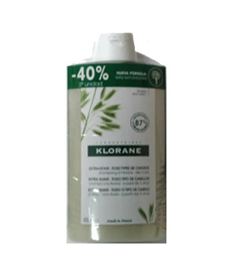 Klorane Champú Extra Doux Avoine 2x400ml