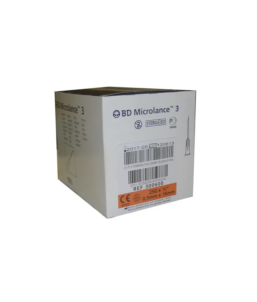 Aiguilles BD Microlance 0,5mm x 16mm - 100 unités