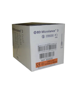 Aiguilles BD Microlance 0,5mm x 16mm - 100 unités