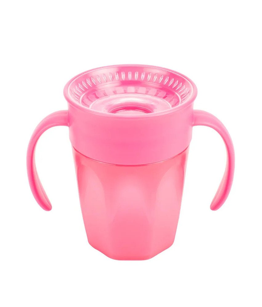 Gobelet 360 Sans Bec Rose 200ml - Pratique avec Poignées