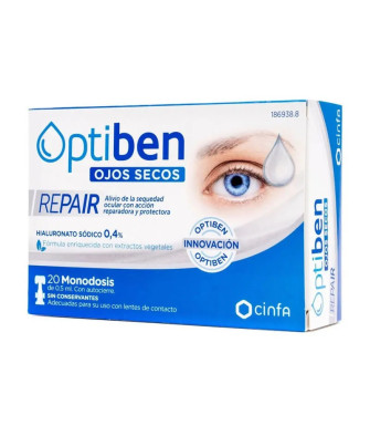 Optiben Réparation Yeux Secs 20 Unidoses - Soulagement Instantané