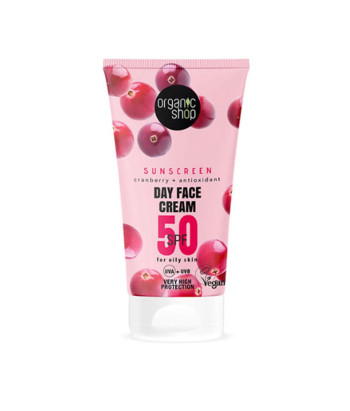 Crème visage jour SPF50 aux Canneberges 50ml - Organic Shop