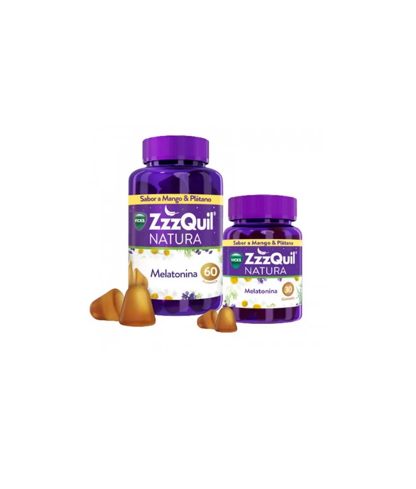 Compléments alimentaires Zzzquil Natura: Mélatonine Mangue & Banane