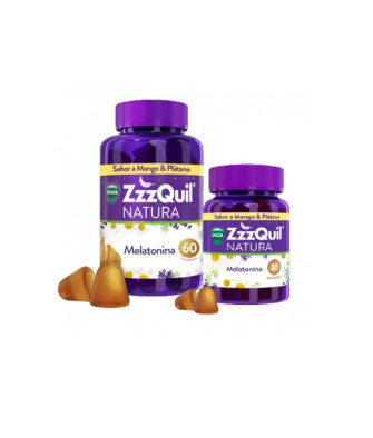 Compléments alimentaires Zzzquil Natura: Mélatonine Mangue & Banane