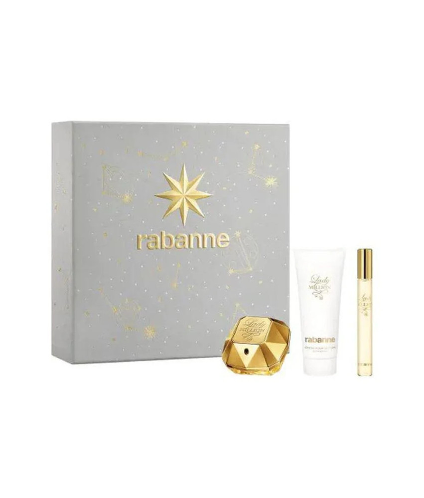 Paco Rabanne Lady Million Coffret Parfum 50ml - Leche Corporel 75ml - Eau de Parfum 10ml