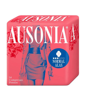 Serviettes hygiéniques Ausonia Normal avec ailettes - Pack de 14