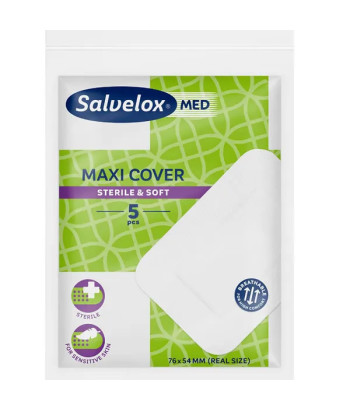 Pansements Salvelox Maxi Cover 76x54mm - Lot de 5 pour Trousse de Premiers Secours