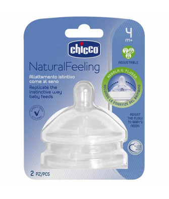Tétines Chicco NaturalFeeling 4m+ Médium Flow Réglable - Lot de 2