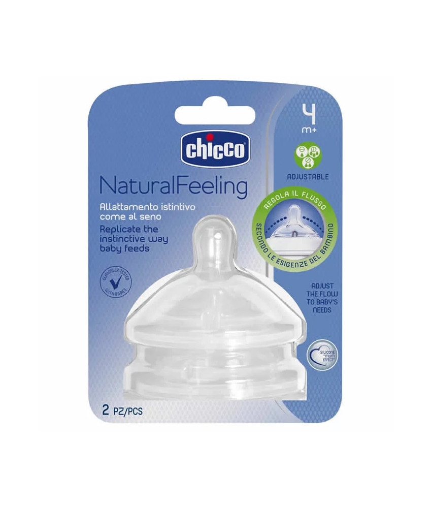 Tétines Chicco NaturalFeeling 4m+ Médium Flow Réglable - Lot de 2