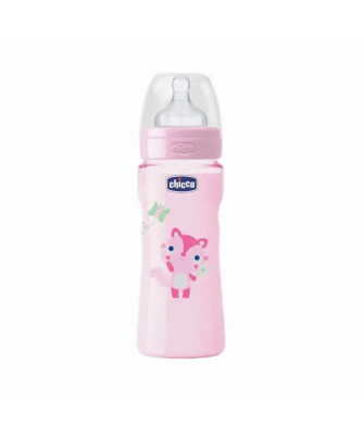 Biberon Chicco Well-Being rose 330ml pour bébé 4m+