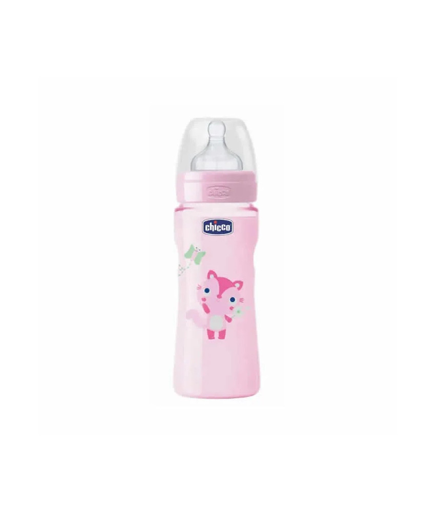 Biberon Chicco Well-Being rose 330ml pour bébé 4m+