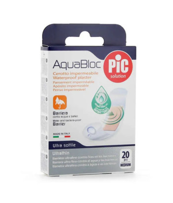 Pansements Pic Solution Aquabloc antibactériens 19x72mm - 20uds