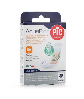 Pansements Pic Solution Aquabloc antibactériens 19x72mm - 20uds