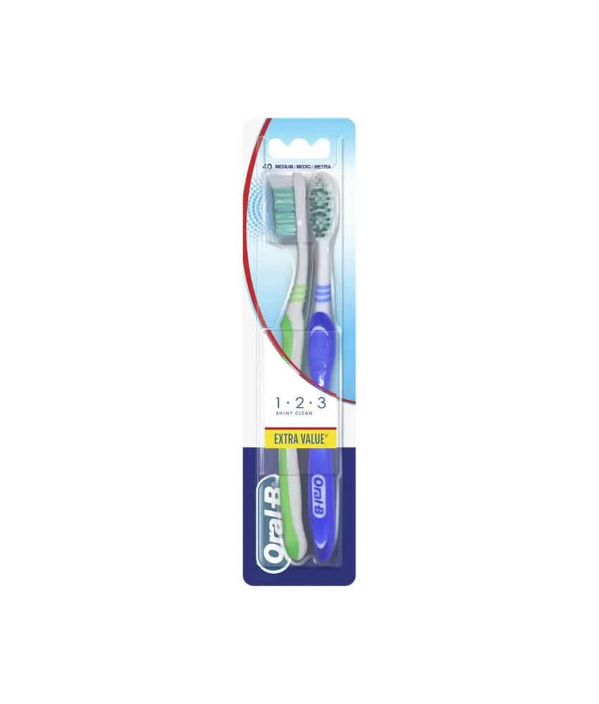 Oral-B Shiny Clean Brosse À Dents Medium - Pack de 2