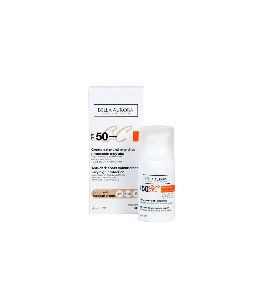 Crème anti-taches Bella Aurora CC SPF50 30ml ton moyen