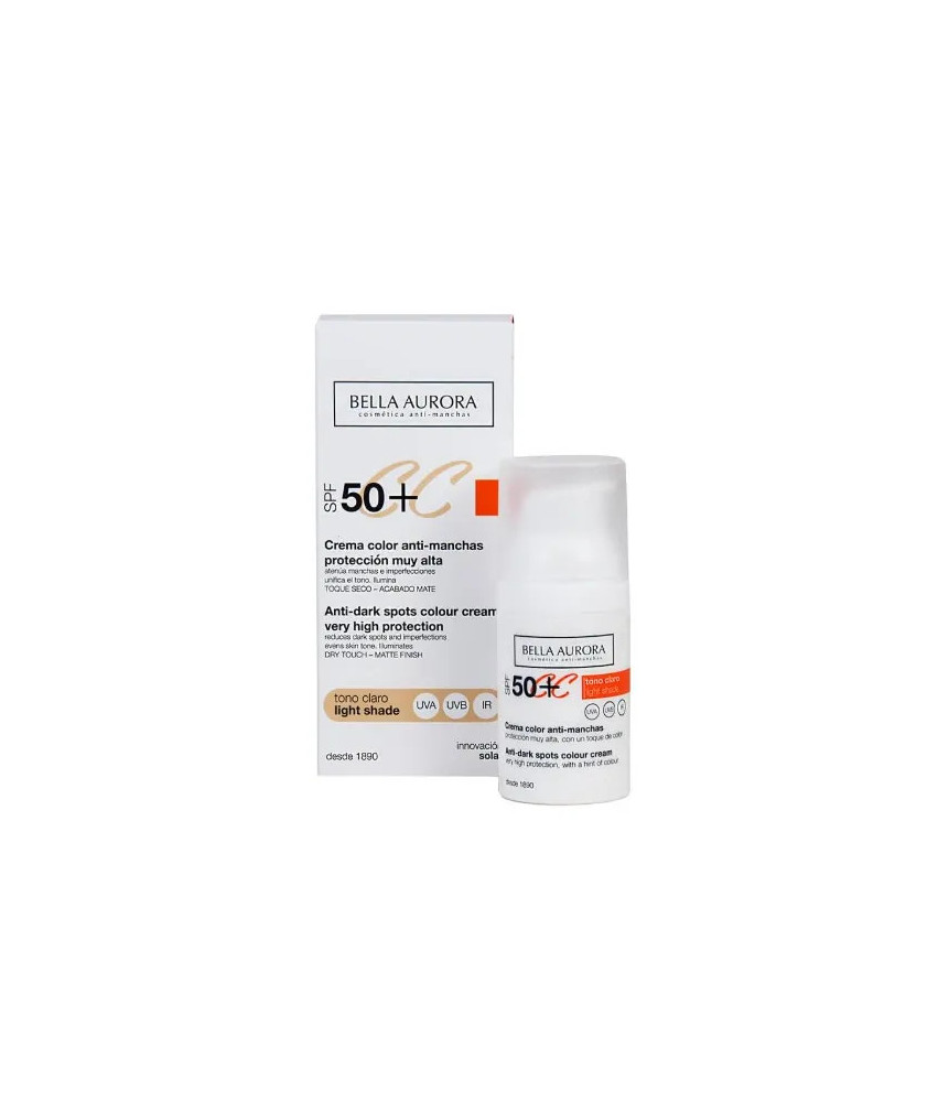 Crème Anti-Taches Bella Aurora CC SPF50 30ml Ton Clair