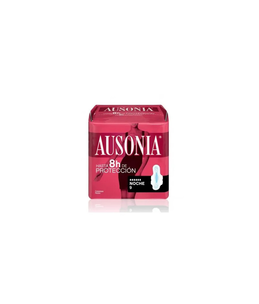 Serviettes hygiéniques Ausonia Nuit Avec Ailettes - 9 Unités