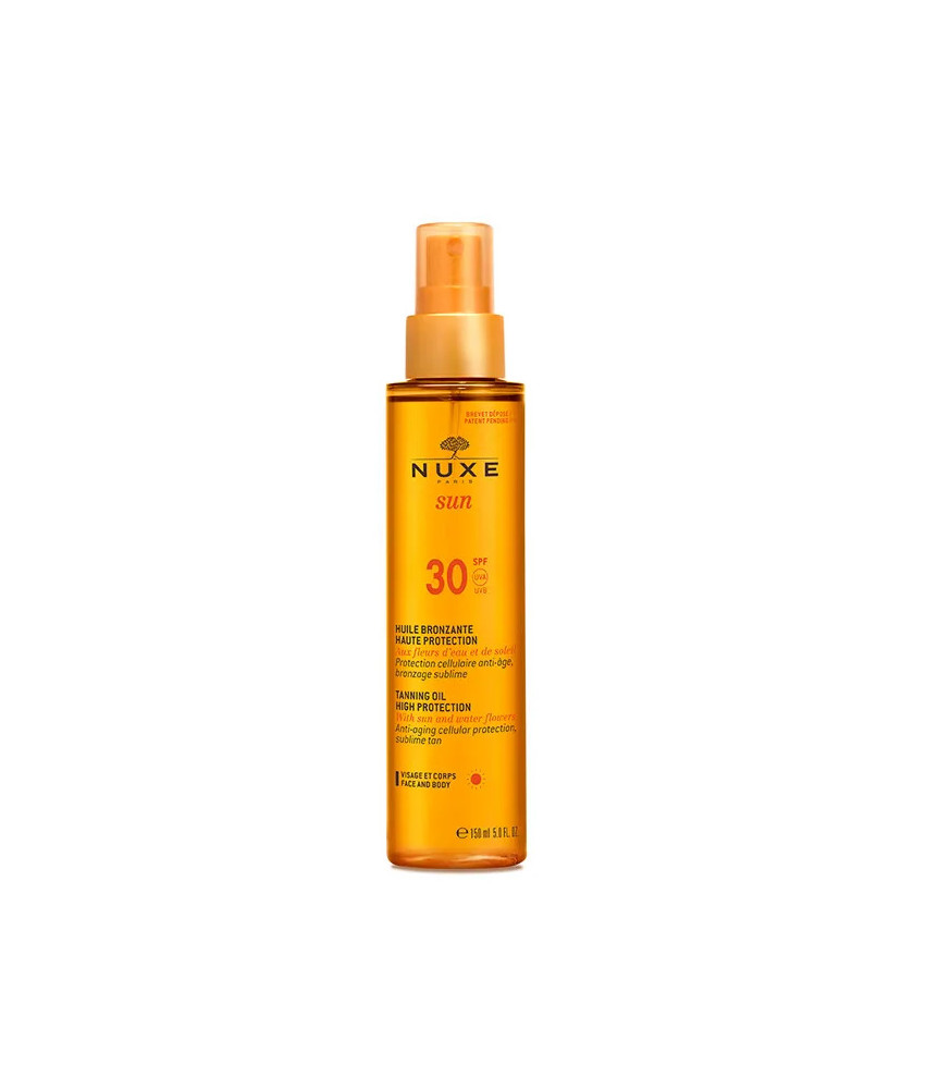 Nuxe Sun Huile Bronzante Visage Et Corps SPF30 150ml - Protection solaire efficace