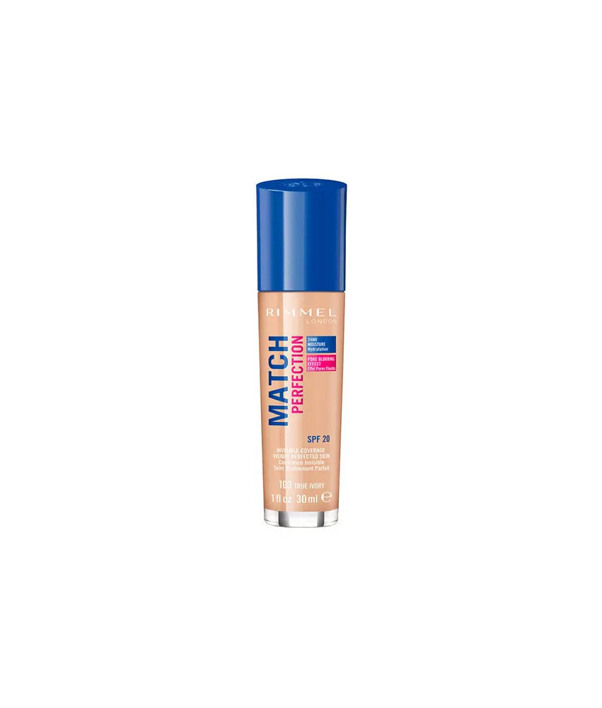 Fond de teint Rimmel London Match Perfection SPF20 103 True Ivory - 30ml