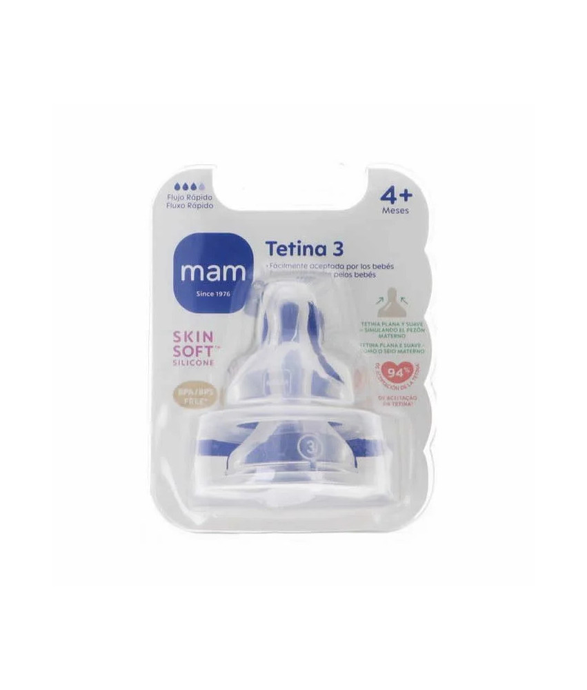 Tétines Mam SkinSoft Silicone Débit Rapide 4+ Mois 2 Unités