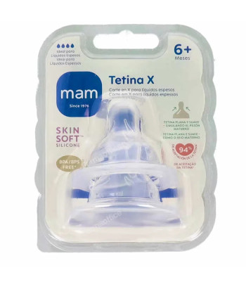 Tétines MAM SkinSoft pour Liquides Épais +6 mois - 2 unités