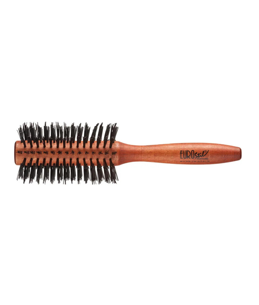 Brosse ronde en bois Eurostil 24mm - Nylon robuste