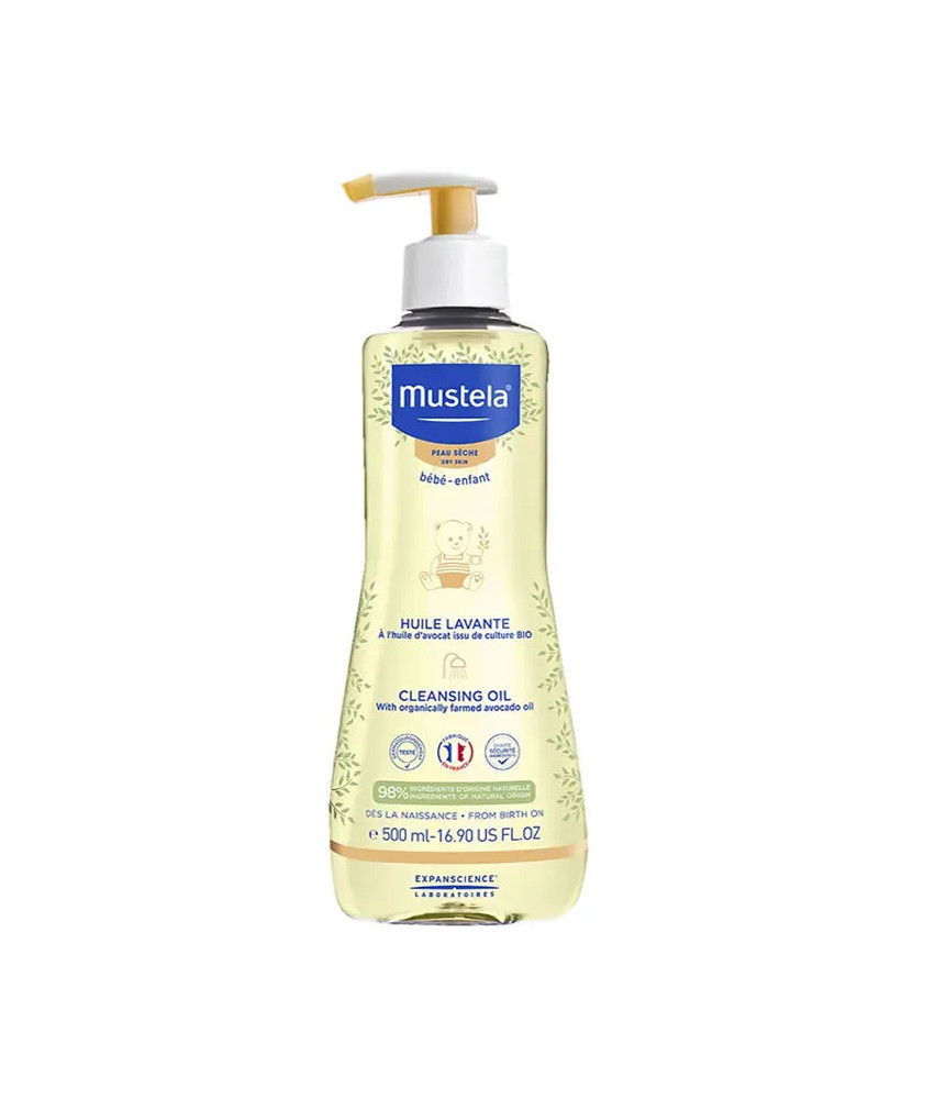 Mustela Bébé Huile Lavante Peaux Sèches 500 ml - Douceur pour la peau de bébé