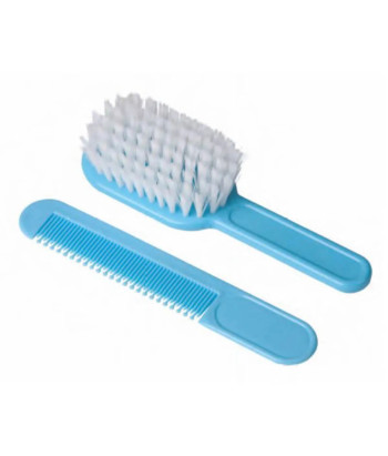 Brosse souple bleue Eurostil pour bébé + peigne