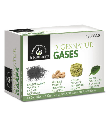 Éliminez les ballonnements avec El Natural Digesnatur Gases 650 mg x 48 Caps
