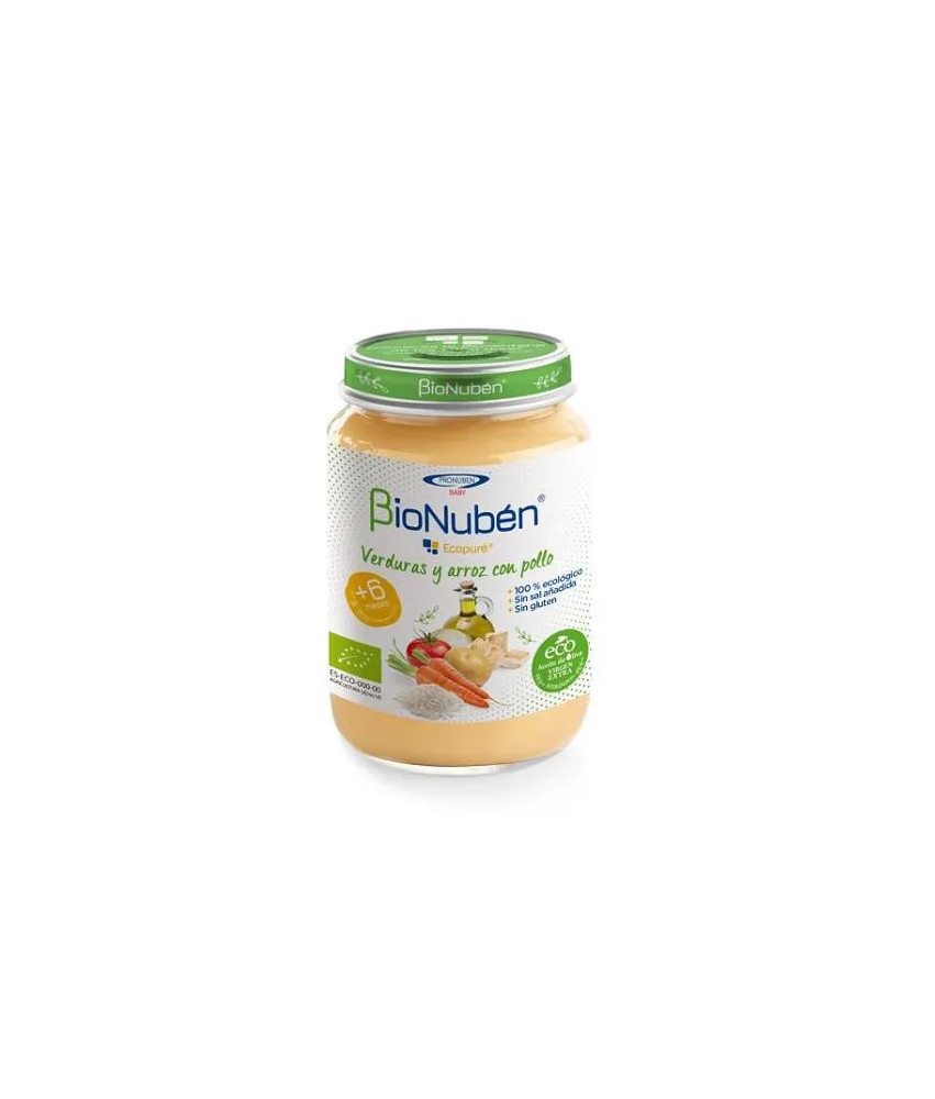 Délice sain pour bébé: Bionubén Ecopuré Tarrito Verduras y Arroz Con Pollo