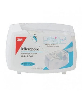 Pansement Micropore Blanc 7,5 X 2,5 Cm 3m