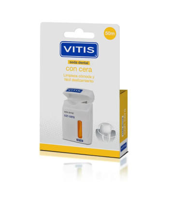 Fil dentaire Vitis avec cire 50mts : pour une hygiène bucco-dentaire parfaite