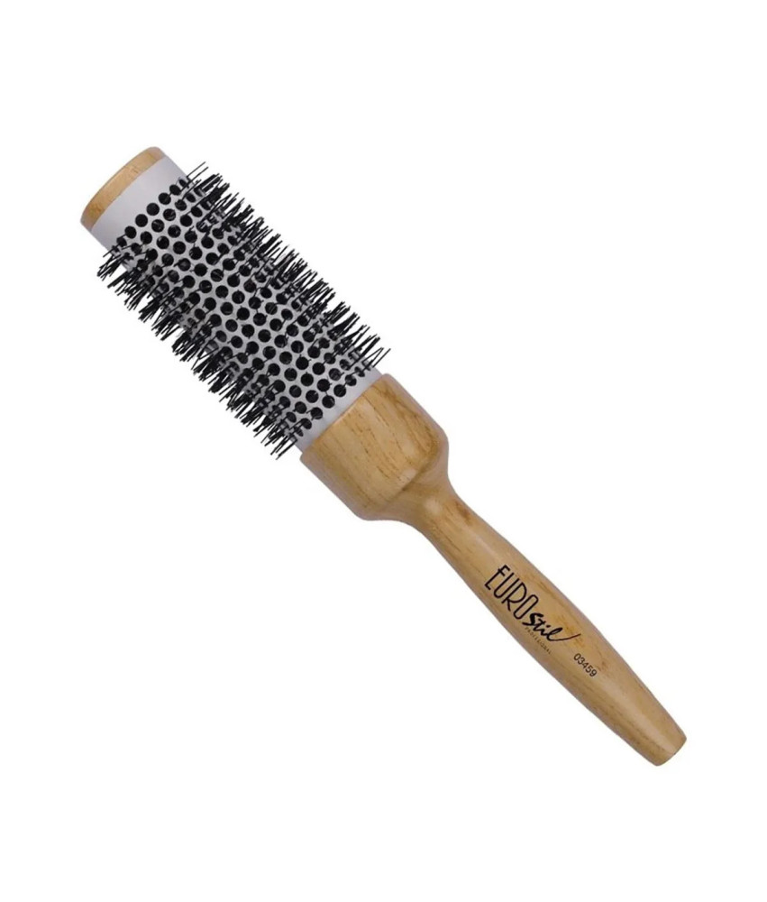 Brosse chauffante Eurostil en céramique avec poignée en bois 38mm 1un