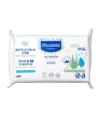 Lingettes d'eau en coton bio 60U: la douceur naturelle