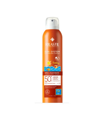 Protection solaire maximale pour bébé avec Rilastil Sun System Spray Transparent SPF 50+ 200ml