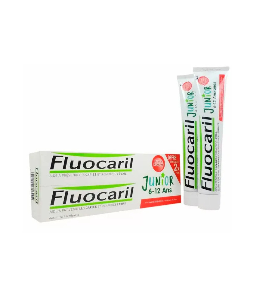 Dentifrice Fluocaril Junior Goût Fruits Rouges 2x75ml