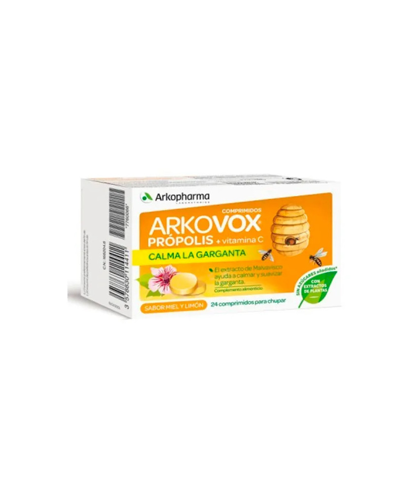 Arkopharma Arkovox Propolis + Vitamine C 24 Comprimés Miel-Citron - Renforcez votre gorge!