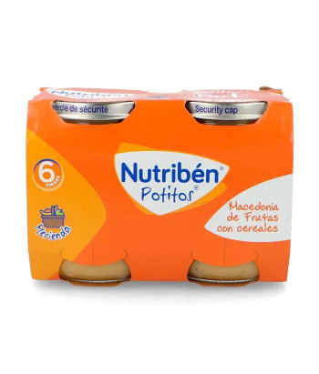 Nutribén Potito Macédoine Fruits et Céréales 2x190g - Savoureux mélange pour bébé