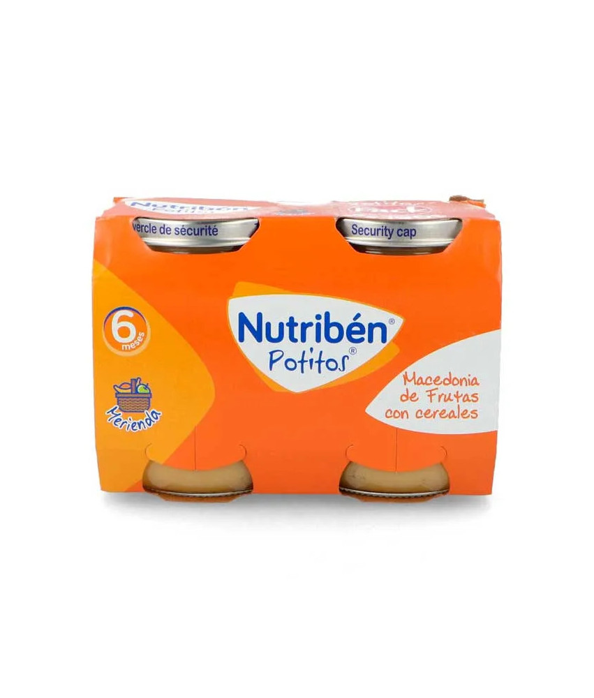 Nutribén Potito Macédoine Fruits et Céréales 2x190g - Savoureux mélange pour bébé