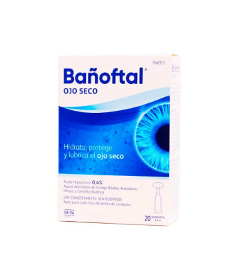 Gouttes pour les yeux Bañoftal Oeil Sec - Format unique 0,4ml (20 unidoses)