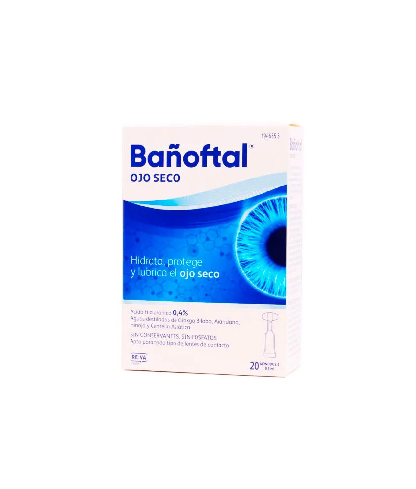 Gouttes pour les yeux Bañoftal Oeil Sec - Format unique 0,4ml (20 unidoses)