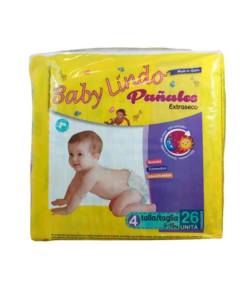 Couches bébé Lindo T4 9-15 Kg 26 unités